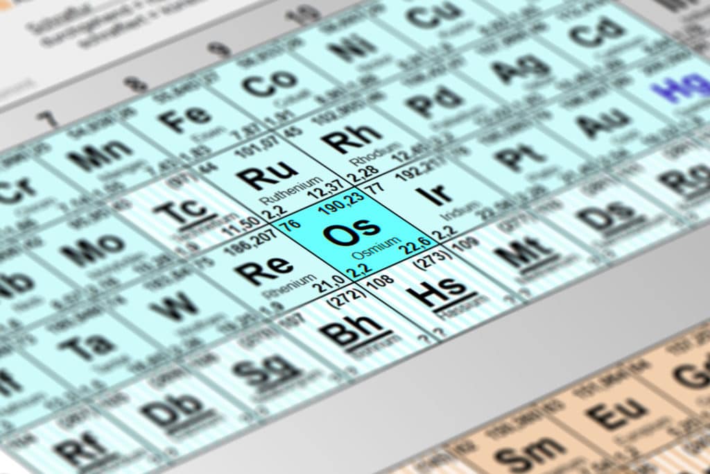 Im Periodensystem sticht Osmium mit seinen Eigenschaften hervor