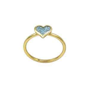 Ein Fingerring als Schmuckstück mit Osmium-Herzchen eingearbeitet